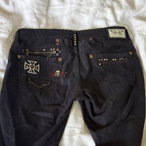 Robin's Jean Black Embellished Back Pocket Skinny Jeans